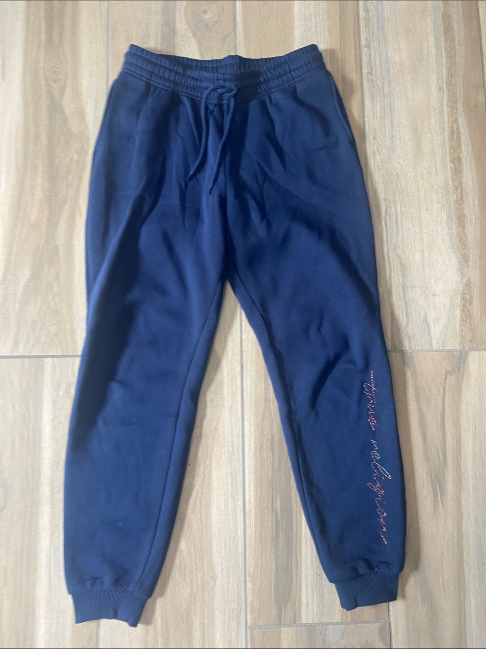 True Religion Navy Track Joggers with Script Detail